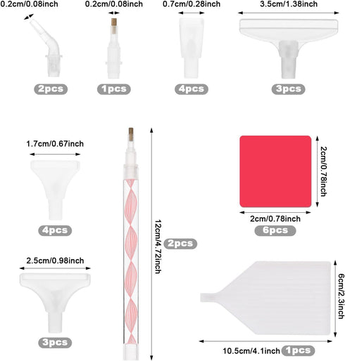 26pcs Diamond Pen Accessories Tools, Diamond Drawing Pen Kit with Pen Tips Tray Glue Clay Double-Ended Diamond Pen Set for DIY Diamond Craft (Pink...