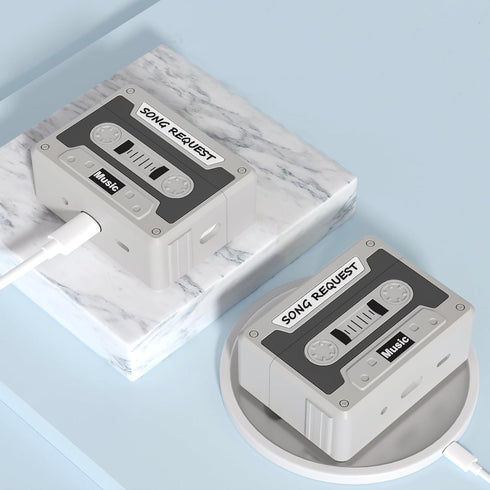 Case Cover Compatible with AirPods Pro Case 2023/2022/2019, Case with Cleaner Kit Lanyard, Cassette Tape Design Soft Silicone Cover, Shock-Absorbi...