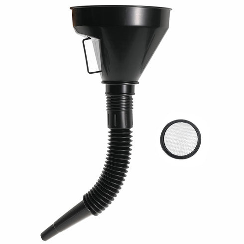 Wide Mouth Oil Funnel with Flexible Extension Nozzle Hose with Handle Mesh Screen Filter for Cars Motorcycles Engine Oil Kerosene Gasoline Gas Fue...