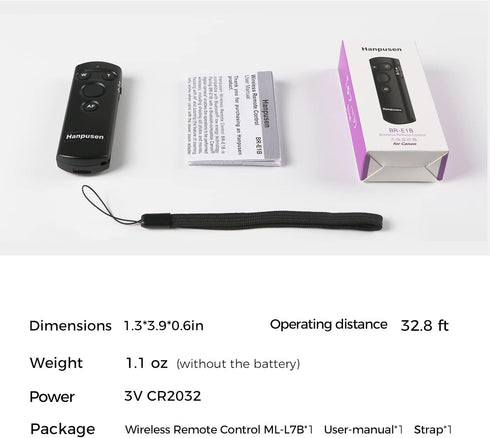 Camera Remote Shutter Release Control Wireless for Canon EOS R, RP, EOS R3, R5, M50, M6 Mark II, R3, R5, R6, 90D, 6D Mark II, 77D, Rebel SL3, SL2,...