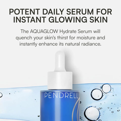 AQUAGLOW Hydrate Serum - Deep Hydration Face Care for All Skin Types - Enriched With Hyaluronic Acid, Copper Peptides and Vitamin B5-30ml...