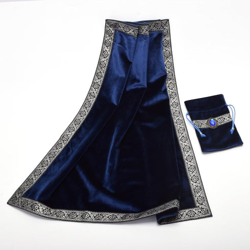 BLESSUME Square Velvet Altar Tarot Table Cloth and Pouch Dark Blue...