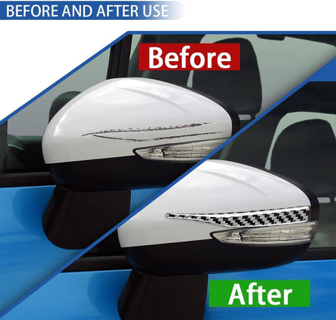 4Pcs Car Rearview Mirror Anti-Collision Scraping Strip, Anti-Rub Anti-Scratch Trim Sticker, Carbon Fiber Rearview Mirror Crash Protector, Universa...