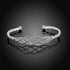 Sterling Silver Adjustable Wire Bracelet, Fashion Bangle Cuff Bracelet with beads at wire ends, Specail Follower Mesh Pattern on The Wire Middle F...