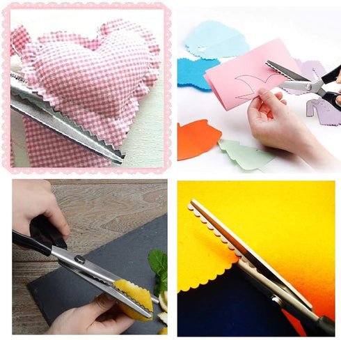 Professional Pinking Shears, Comfort Grip Handle Stainless Steel Dressmaking Scissors Sewing Art Craft Cut Tool, Serrated and Scalloped Blade Cutt...