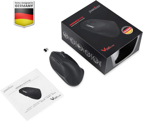 Perixx PERIMICE-715II Wireless Ergonomic Vertical Mouse - 2.4 G - 800/1200/1600 DPI - Right Handed Natural Ergonomic Vertical Design...