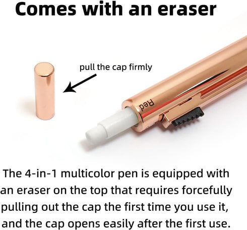 YOUMI Multicolor pen 4 in 1 Multifunction Pen with Metal Cased 0.5mm Mechanical Pencil Red Ballpoint Pen Blue BallpointPen and Black Ballpoint Pen...