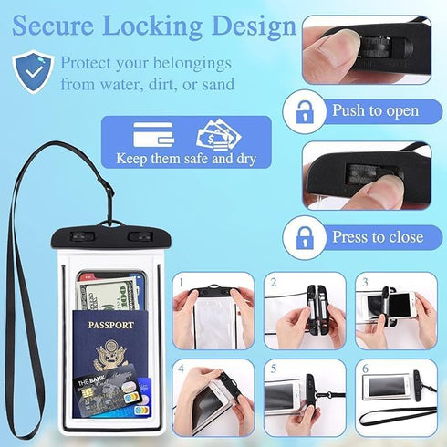 Waterproof Phone Pouch 4Pack, Floating Underwater Phone Case Dry Bag Lanyard Universal IPX8 for iPhone 15 14 13 Pro Max Plus Samsung Galaxy S24 Ul...