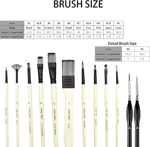 12pcs Artist Paint Brush Set with Carrying Case Premium Nylon Hair Brushes for Watercolor, Acrylic, Oil and Gouache Painting...