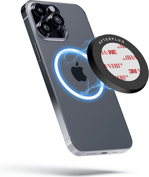 Afterplug Magnetic Wall Mount Sticker - Strong Adhesive Stick On Holder for iPhone 14/13/12 Series and AirPods Pro 2 (1 Pack, Black)......