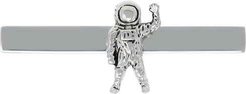 Antique Silver Tone Astronaut Tie Clip Space Pilot Tie Clip With Box...