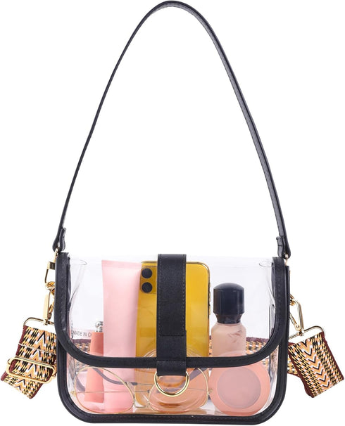 Clear Purse with 2 Shoulder Straps, Clear Bag for Stadium Events Concerts Festivals...