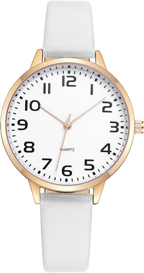 Women Watches Leather Mesh Strap Round Case Analog Fashion Ladies Wrist Watches...