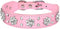 Rhinestone Dog Collar, Cute Flower Rhinestone Cat Dog Collar Bling Collar PU Leather Collar Adjustable Sizes XS Small Medium (S, Pink)...