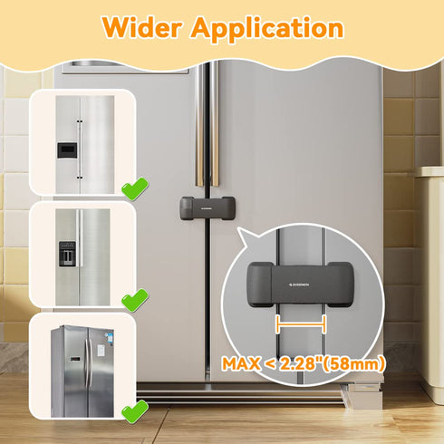 EUDEMON Updated French Fridge Lock French Door Refrigerator/Freezer Lock Apply to Max 2.28"(58mm) Two Door Gap Distance,Cabinet Cupboard Lock for ...