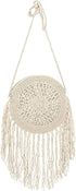 Women Crochet Fringed Shoulder Bag Cotton Tassel Crossbody Bag Hippie Beach Purse...