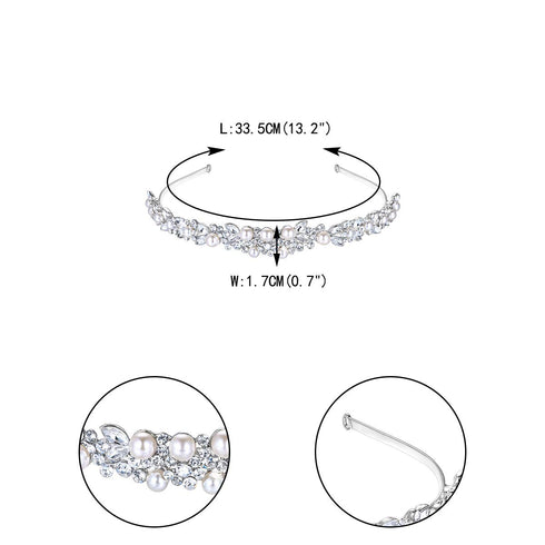 EVER FAITH Bridal Headpiece Accessory Crystal Cream Simulated Pearl Wedding Headband Clear Silver-Tone...