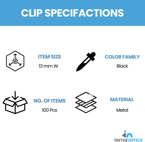 1InTheOffice Micro Binder Clips, Paper Clamps Micro Size, Black, 100 Clips"...