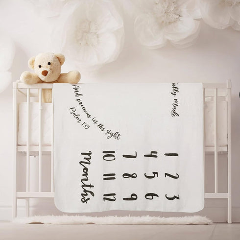Baby Monthly Milestone Blanket for Boy Girl 50" x 40" Soft Flannel Blanket with Growth Chart Felt Frame Christian Swaddling Blanket Baby Shower Ge...