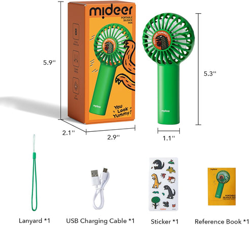 MiDeer Mini Portable Fan, 3 Speed Powerful Handheld Fan, Rechargeable Personal Fan, Cute Design Small Desk Fan for Travel Outdoor Makeup Stylish G...