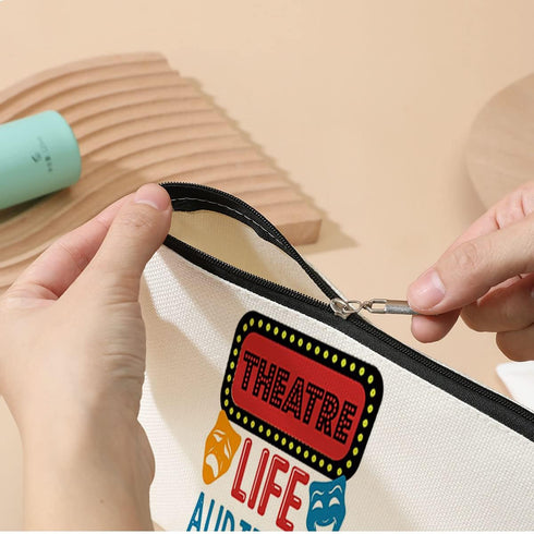 Theatre Life Cosmetic Bag Makeup Bag Pouch Theater Gifts Musical Theatre Drama Lover Gifts Comedy Tragedy Mask Bag for Women Actor Actress Teacher...
