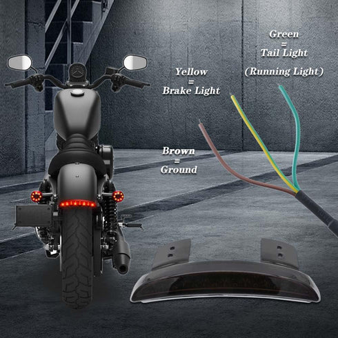 1PC Motorcycle Tail Light Chopped Rear Fender Edge LED Brake Light License Plate Light Stop Running Light for Har*ley Sport-ster XL 883N 1200N XL1...