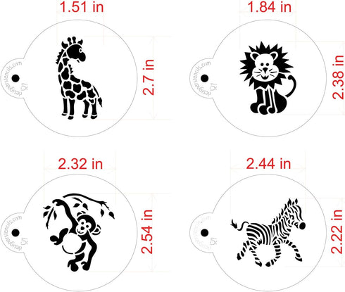 Designer Stencils Jungle Animals Cookie, Beige/Semi-Transparent, Fits 3" circle...