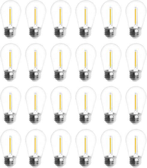 Jslinter S14 5000K Daylight Outdoor String Lights Bulbs Replacement, Shatterproof & Waterproof, 1 Watt LED 11W Equivalent, E26 Base Non-dimmable, ...