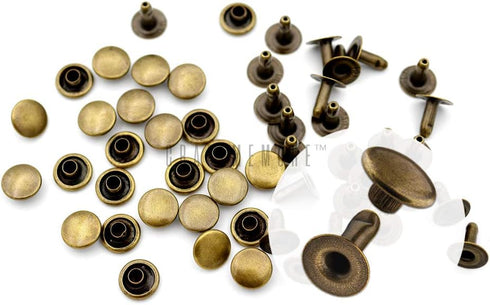 CRAFTMEMORE 200 Pack Leather Rivets Single Cap Rapid Rivet Metal Stud Fasteners Round Cap for Bag Belt Wallet Leather Craft (Antique Brass, 6MM)...