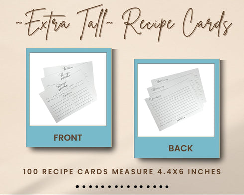 Recipe Cards 4x6 Extra Tall for Recipe Box Set of 100 Count to Write in Your Own Recipes 4x6 plus Extra Tall Double Sided Great for Bridal Shower ...