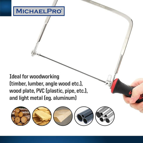 MichaelPro 6-Inch Deep Coping Saw, Coping Frame comes with Replacement Blades, Hand Woodworking Tool | MP018006...