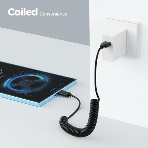 Cable Matters USB to USB C Coiled Cable with 3A/15W Fast Charging 1-4 Feet, Support Apple CarPlay, Android Auto, Coiled USB A to USB C Cable, for ...