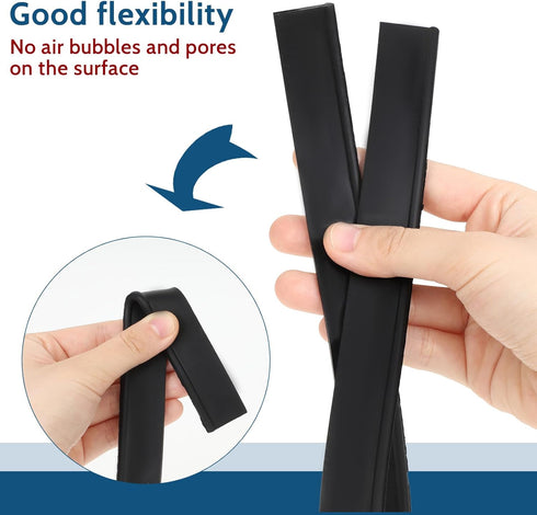 Jeffdad 4Pcs Rubber Squeegee Replacement Blades, 18" Professional Cut-to-Size Replacement Rubber Squeegee Blade Black Squeegee Scrubber for Window...