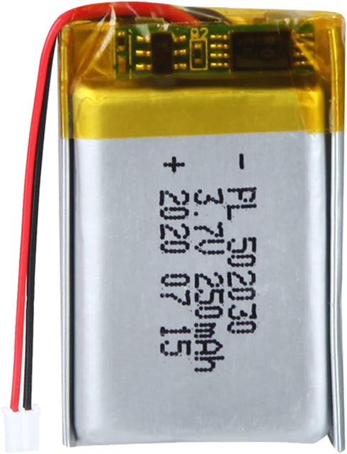 502030 3.7V Lipo Battery 250mAh 502030 Rechargeable Lithium Polymer Battery Pack with JST PH2.0mm Connector for Electronic Device...
