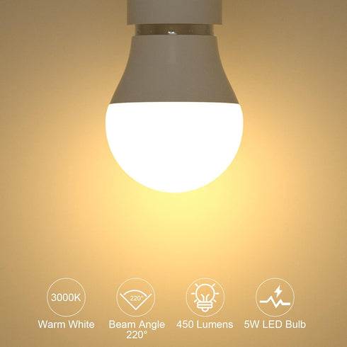 ORALUCE A15 LED Bulb 5 Watts Warm White 3000K,40W Equivalent Table Lamp Bulb, E26 Standard Screw Base G45 Shape Small Light Bulbs for House lighti...