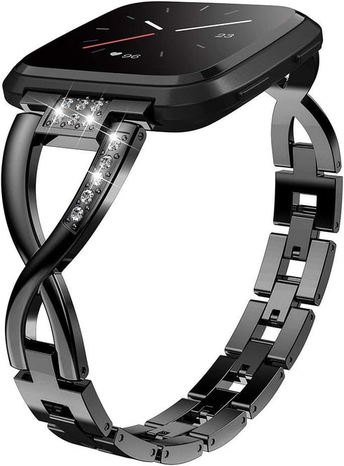 TOYOUTHS Bling Bracelet Compatible With Fitbit Versa 2 for Women - Stainless Steel Wristband Replacement for Versa Lite Edition/SE - Dressy Metal ...