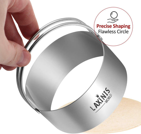 Biscuit Cutter Set, 5 Pieces Round Cookies Cutters with Handle, 18/8 Stainless Steel Graduated Circle Pastry and Dough Cutters...