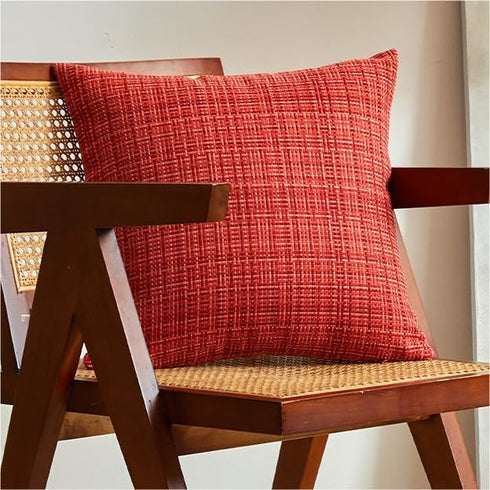 Pack of 2 Decorative Outdoor Waterproof Throw Pillow Covers Stripe Square Pillowcases Modern Cushion Cases for Patio Couch Bench 18 x 18 Inch red...