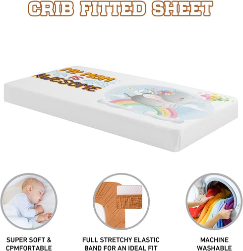 2 Pieces Adorable Elephant Crib Sheet for Boys Girls: Soft Baby Bedding Fitted Sheet for Neutral Nursery - Newborn Gifts Standard Crib Sheets with...