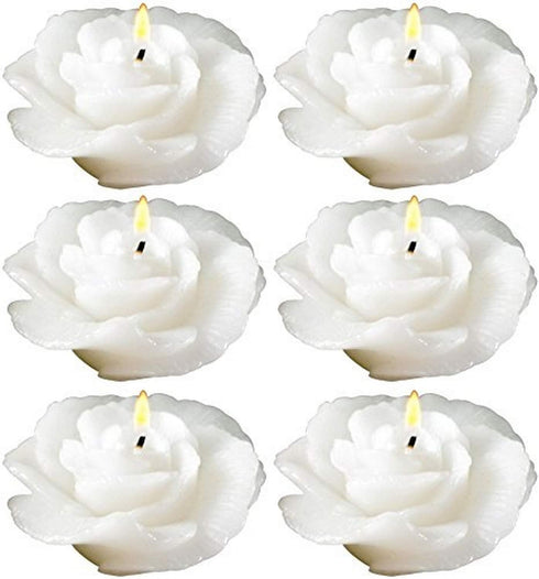 Biedermann & Sons Rose-shaped Floating Candles In White, Pack of 12...