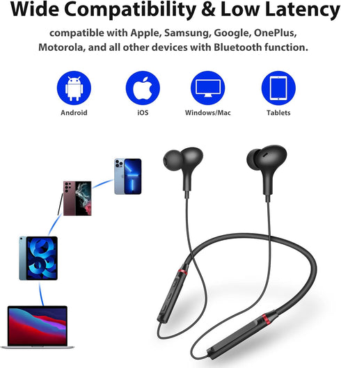 Wireless Earbuds Bluetooth Headphone NeckBand Earphones for Samsung A53 A54 S24 Ultra S23 FE S22 S21 Z Flip for iPhone 13 Pro Max 15 14 Plus Googl...