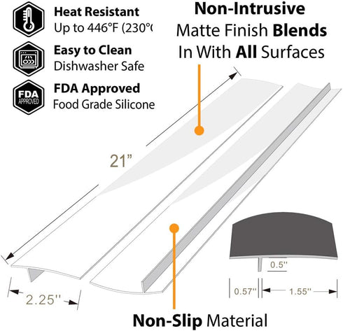 Silicone Stove Counter Gap Cover by Kindga, 21" Easy Clean Gap Filler Sealing Spills Between Kitchen Counter, Appliances,Stovetop, Oven, Washing M...