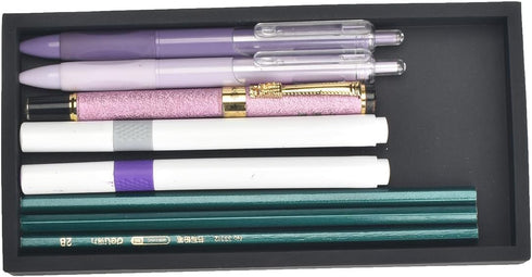 DNC Bathroom Vanity Tray for Counter, 2PC 7.9" Silicone Kitchen Sink Soap Tray for Countertop Dish Holder Dispenser Toilet Tank Desk Organizer Bla...