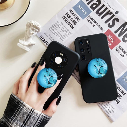 Clear Crystal Glitter Expandible Collapsible Moblile Phone Grip Stand Holder for Smartphones and Tablets Cell Phone Accessory?Blue Butterfly?...