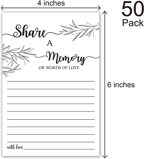 Share a Memory Card, Memorial Cards for Celebration of Life, Funeral Guest Book, Advice for The Bride, Wedding Favors, Graduation, Retirement, Goi...