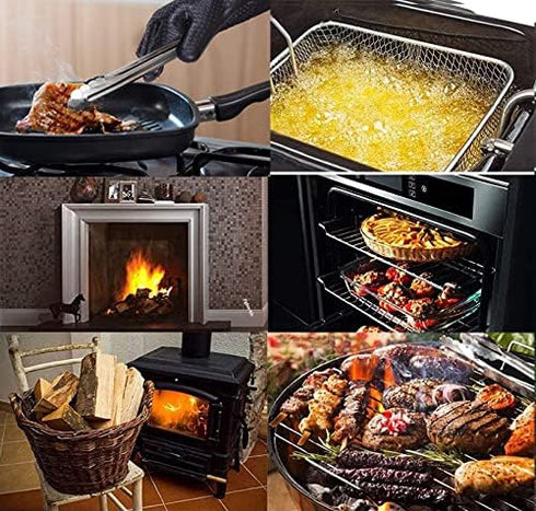 Silicone Cooking Gloves,Oven Mitts for Grilling,BBQ Mitt, Kitchen - Safe Handling of Pots and Pans, Extreme Heat Resistant BBQ, Internal Protectiv...
