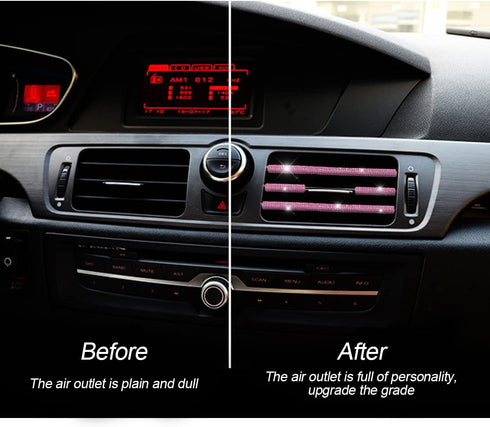 10 PCS Most Car Air Vent Outlet Trim,Bling, Rhinestone Air Conditioner Decoration Strip, Universal Bendable,Interior Accessories (Pink)...