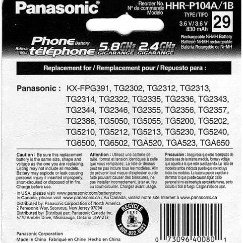 Panasonic Cordless Telephone Battery (HHR-P104A)...