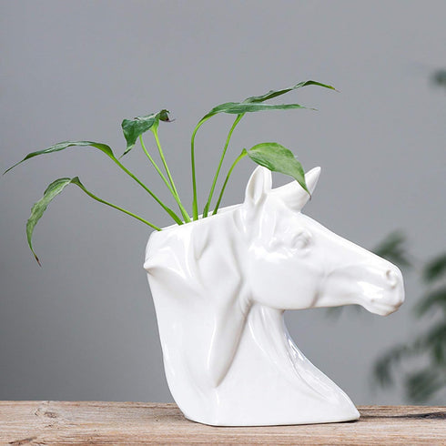 ChezMax Ceramic Succulent Planter Pot Horse Shaped Planter Ceramic Flower Cactus Container Pot for Garden Decorative Indoor Plants...