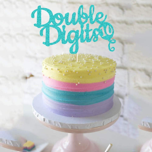 Double Digits Cake Topper, 10th Birthday Cake Topper, Double Digits Tenth Birthday Party Cake Supplies Decorations (Green)...